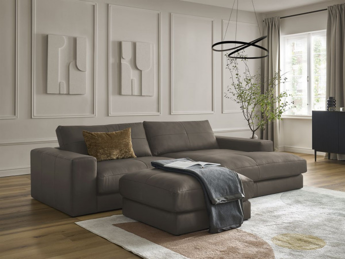 Canapé d'angle réversible LEONARD cuir