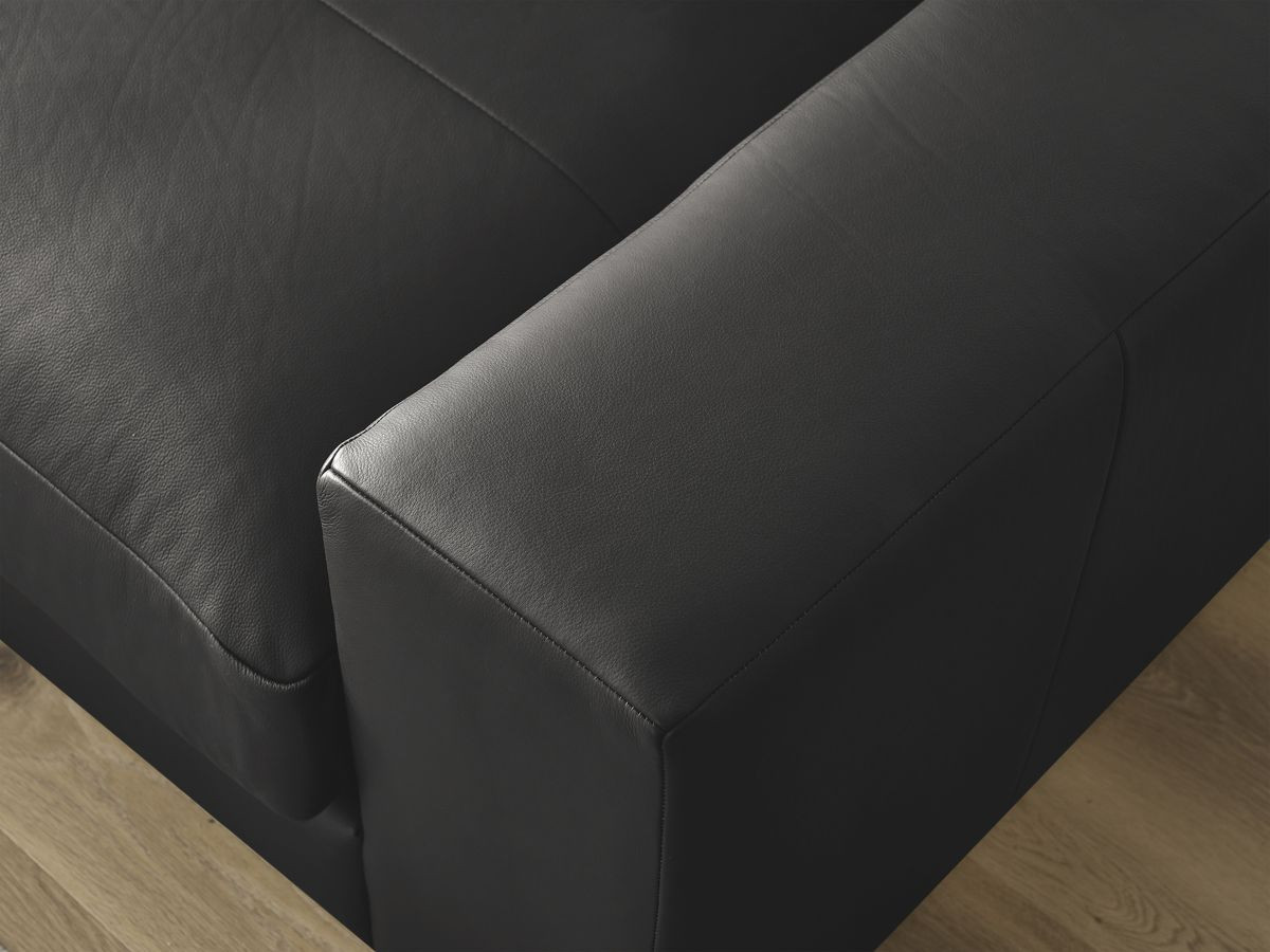 Canapé d'angle fixe LEONARD cuir de vache noir angle gauche BOBOCHIC 3 places - Vue supplémentaire 3