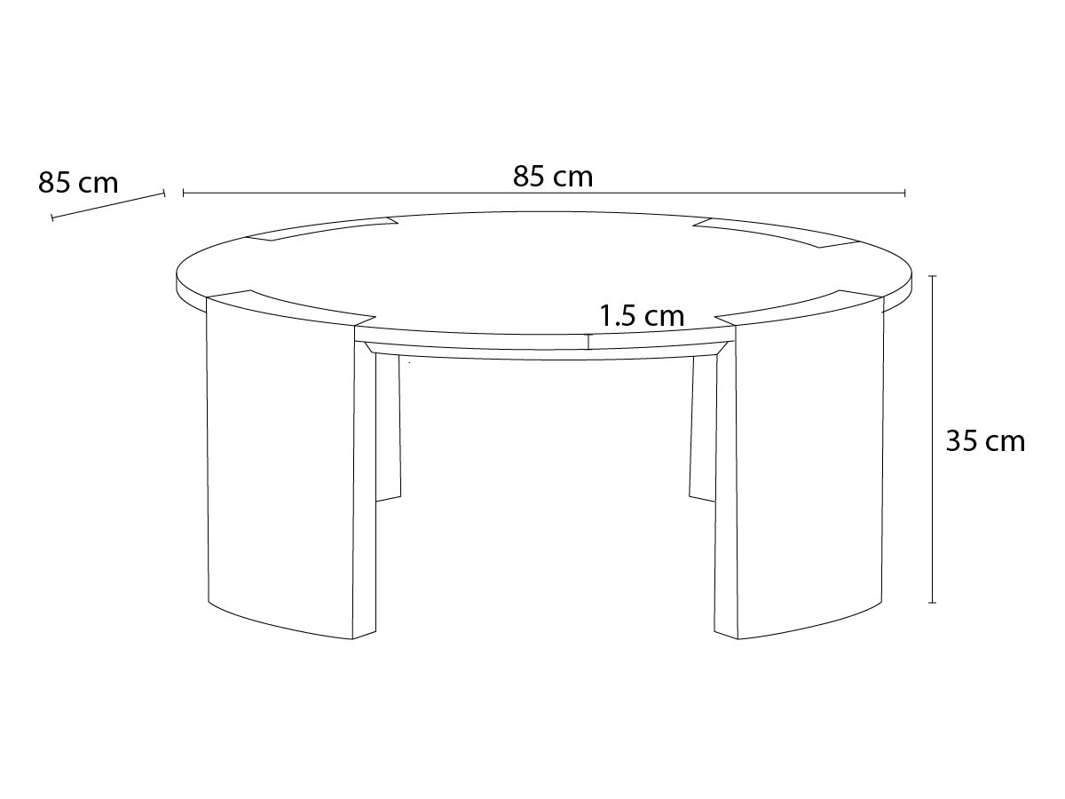 Ronde salontafel D.85 cm TORVI marmeren blad en massief zwarte mangohouten poten