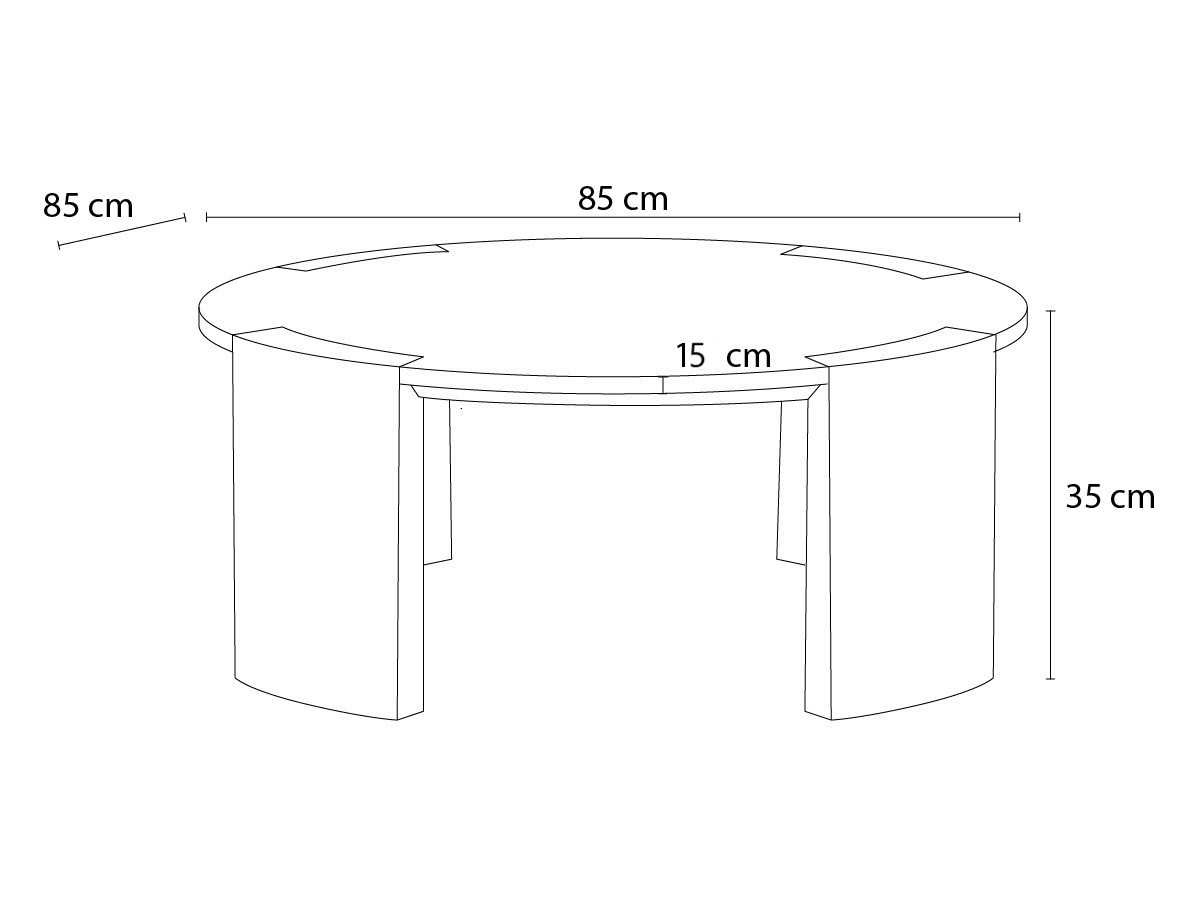Ronde salontafel D.85 cm TORVI marmeren blad en massief acaciahouten poten