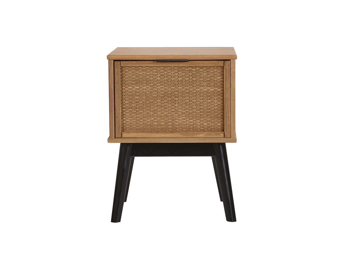 ALBI set met ladekast 120 cm + set van 2 nachtkastjes van massief hout en rotan