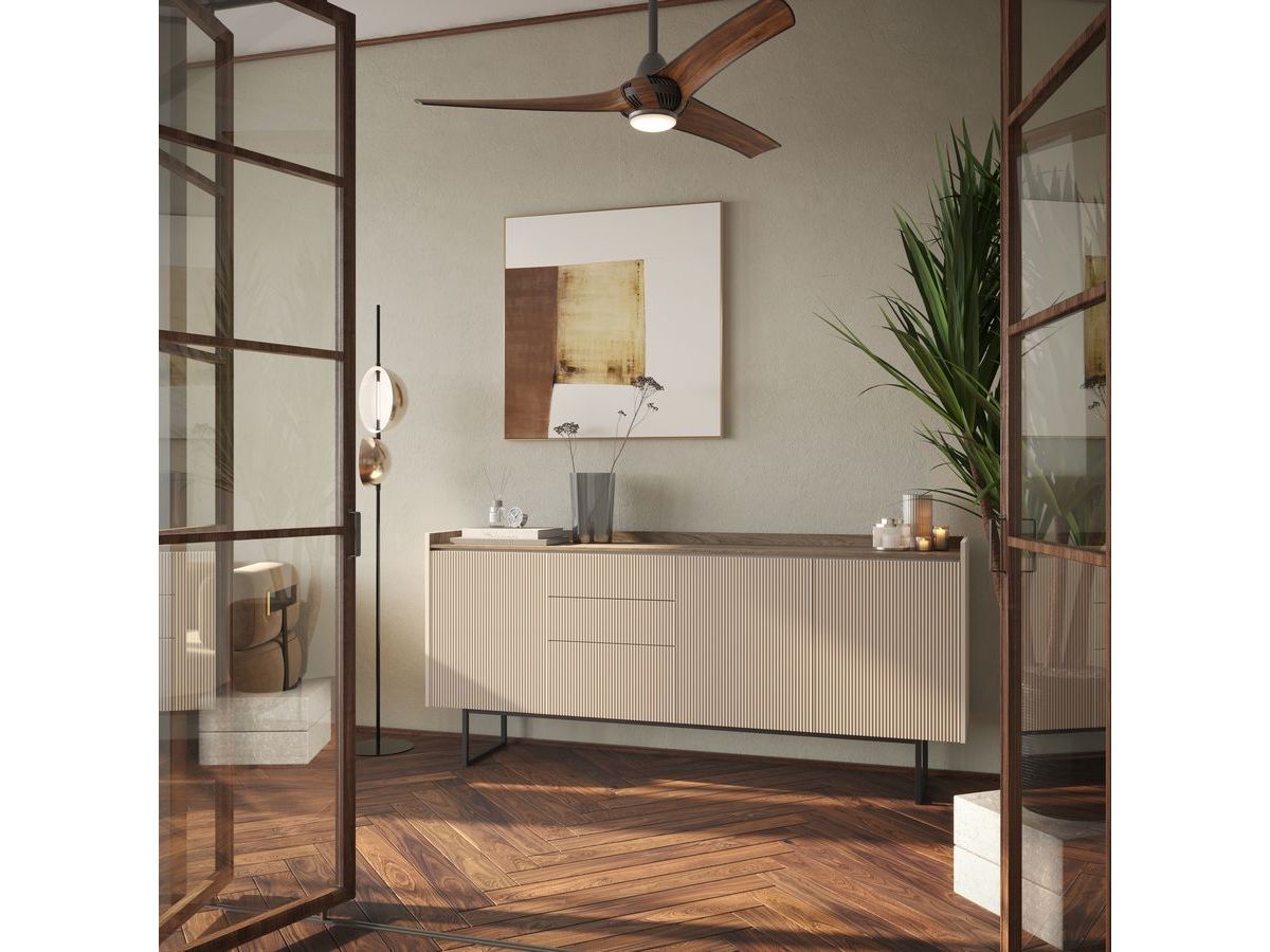 LOUNA set met 192 cm dressoir + 192 cm tv-meubel + beige en houtlook salontafel met noppen en led-verlichting