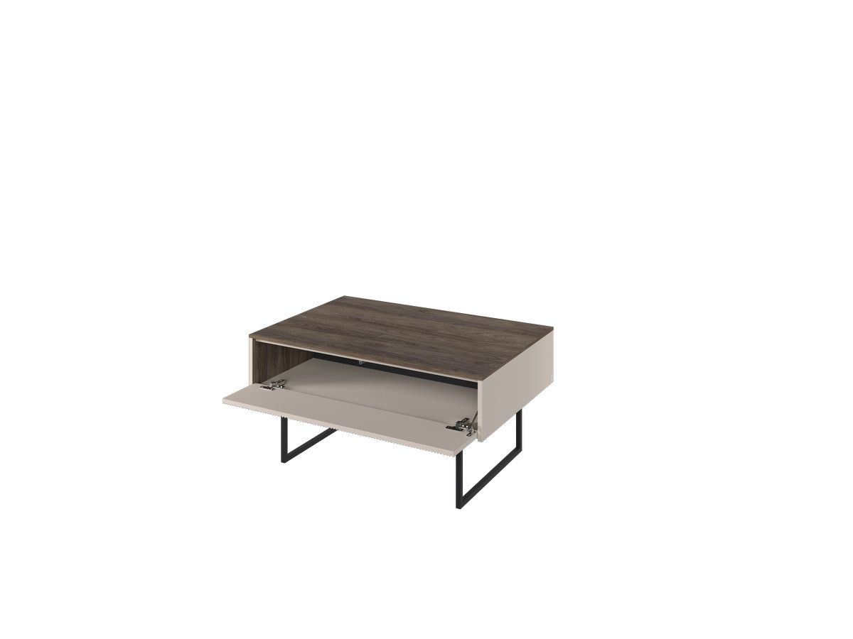 LOUNA set met 192 cm dressoir + 192 cm tv-meubel + beige en houtlook salontafel met noppen en led-verlichting