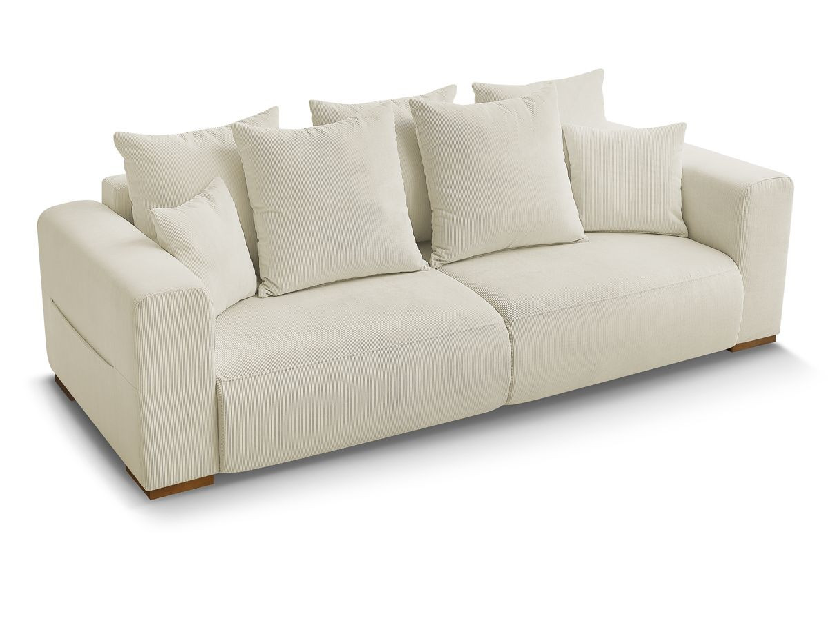 Canapé d'angle fixe EVEREST tissu chiné - Orange - Angle droit - 10 coussins