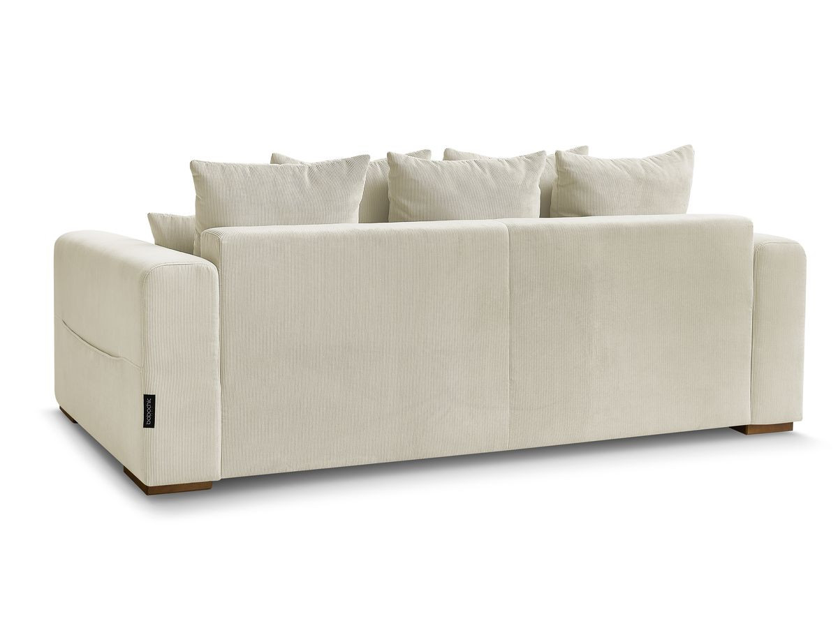 Canapé d'angle fixe EVEREST tissu chiné - Orange - Angle droit - 10 coussins