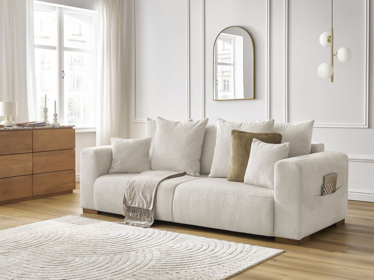 Canapé droit fixe 3 places SIDONIE tissu chiné