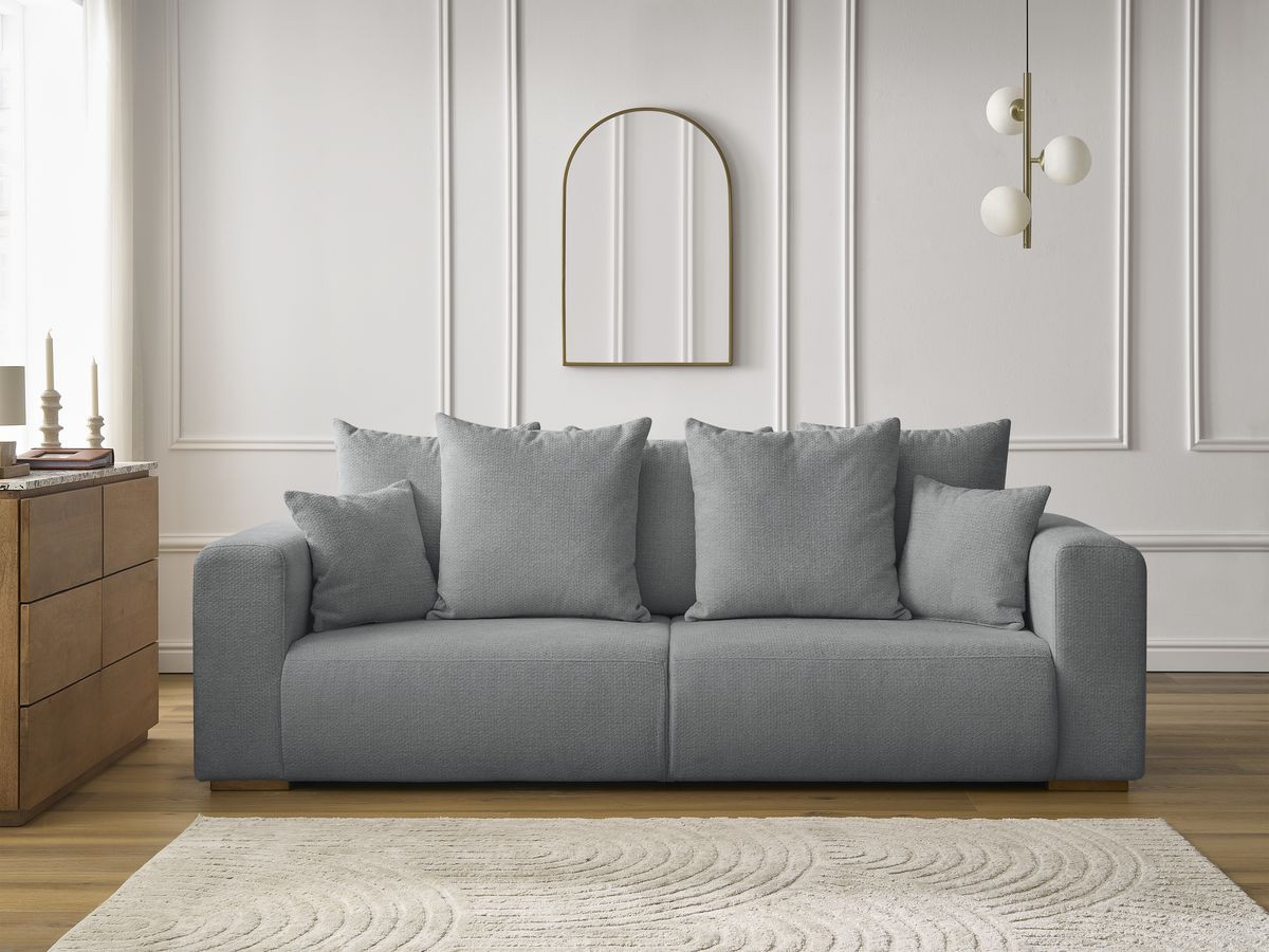 Canapé droit 3 places SIDONIE chiné gris foncé — vue 5