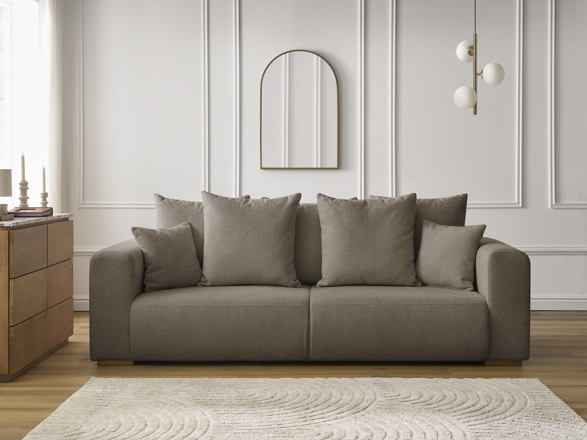 Canapé droit 3 places SIDONIE chiné taupe — vue 5