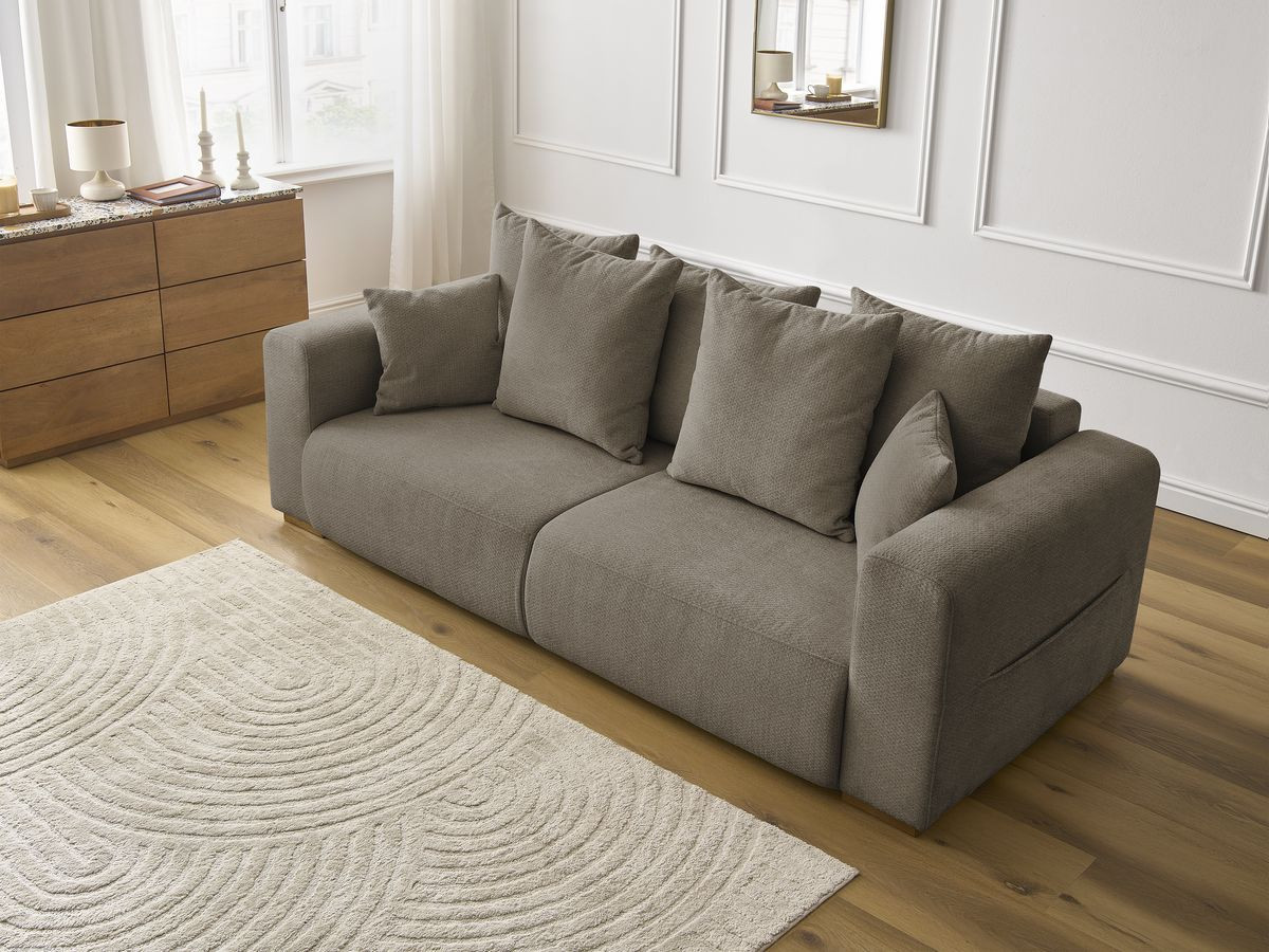 Canapé droit fixe 3 places SIDONIE tissu chiné