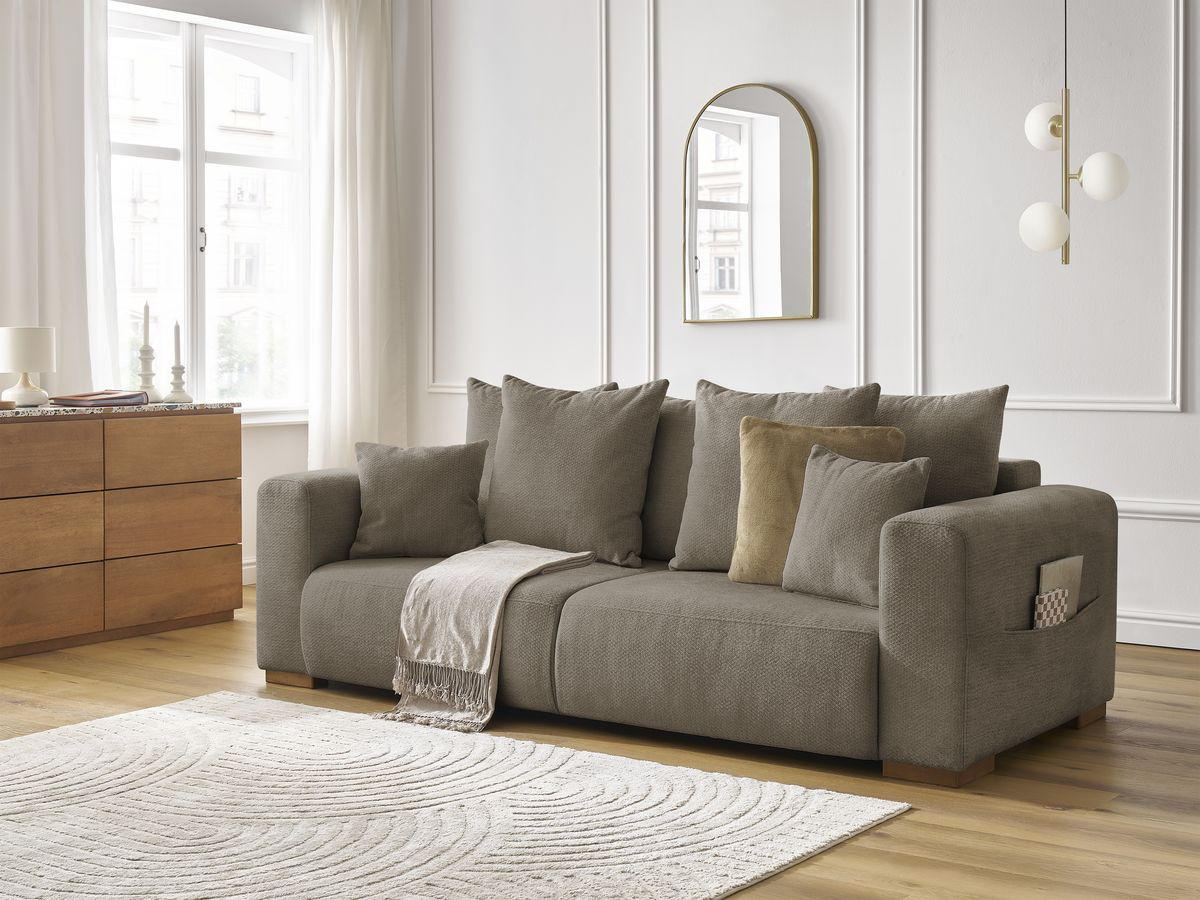 Canapé droit fixe 3 places SIDONIE tissu chiné