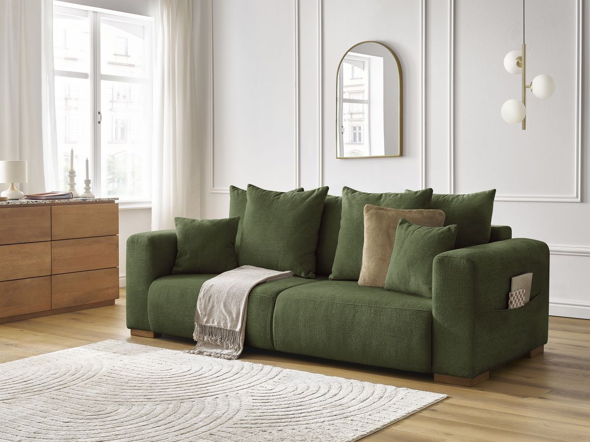 Canapé droit fixe 3 places SIDONIE tissu chiné