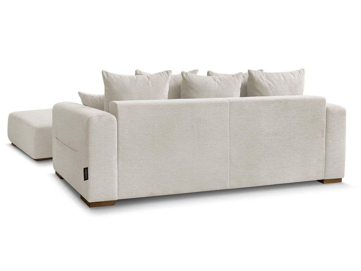 Canapé droit fixe 3 places SIDONIE tissu chiné avec pouf