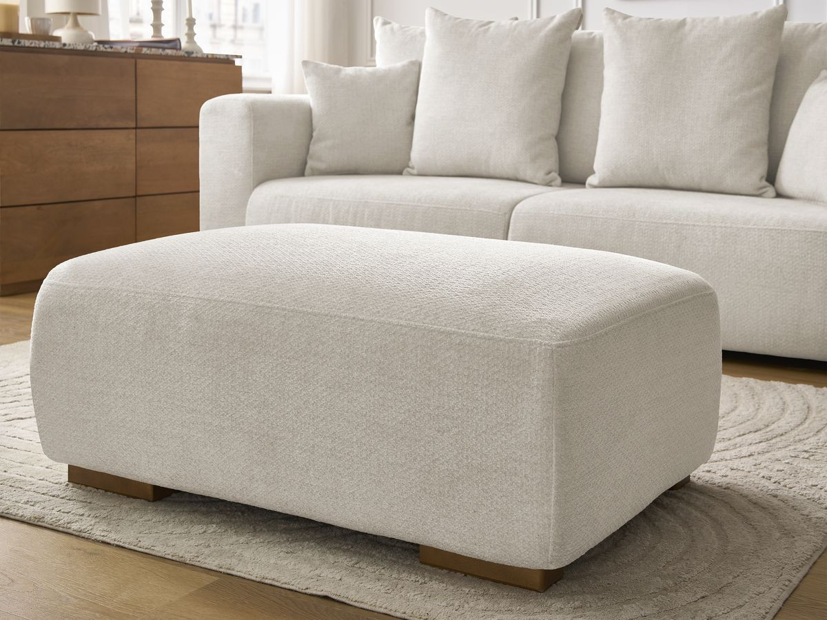 Canapé droit fixe 3 places SIDONIE tissu chiné avec pouf