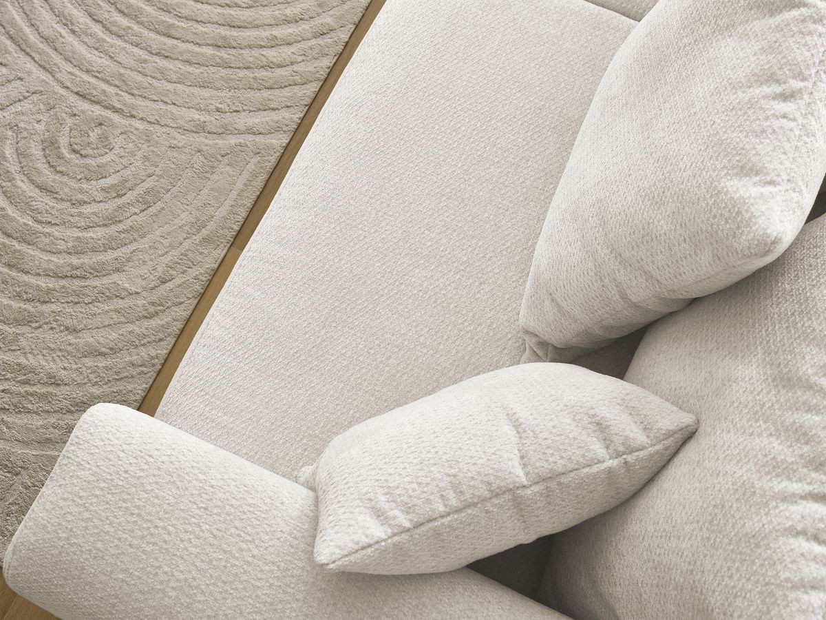 Canapé droit fixe 3 places SIDONIE tissu chiné avec pouf