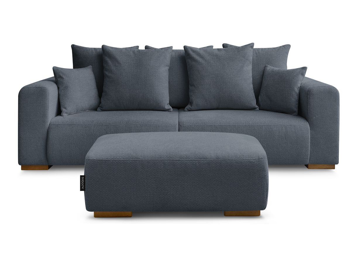 Canapé droit fixe 3 places SIDONIE tissu chiné avec pouf