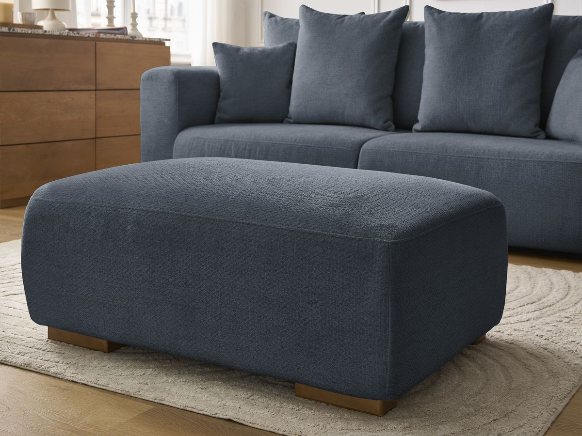 Canapé droit fixe 3 places SIDONIE tissu chiné avec pouf