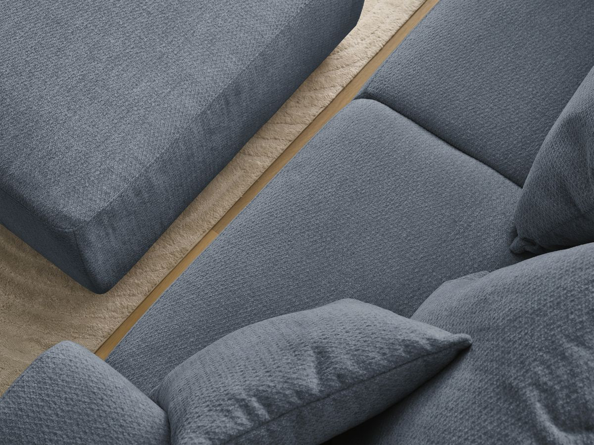 Canapé droit fixe 3 places SIDONIE tissu chiné avec pouf