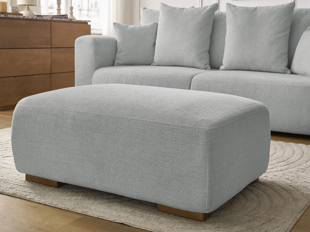 Canapé droit fixe 3 places SIDONIE tissu chiné avec pouf