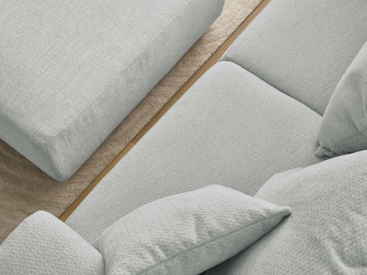 Canapé droit fixe 3 places SIDONIE tissu chiné avec pouf