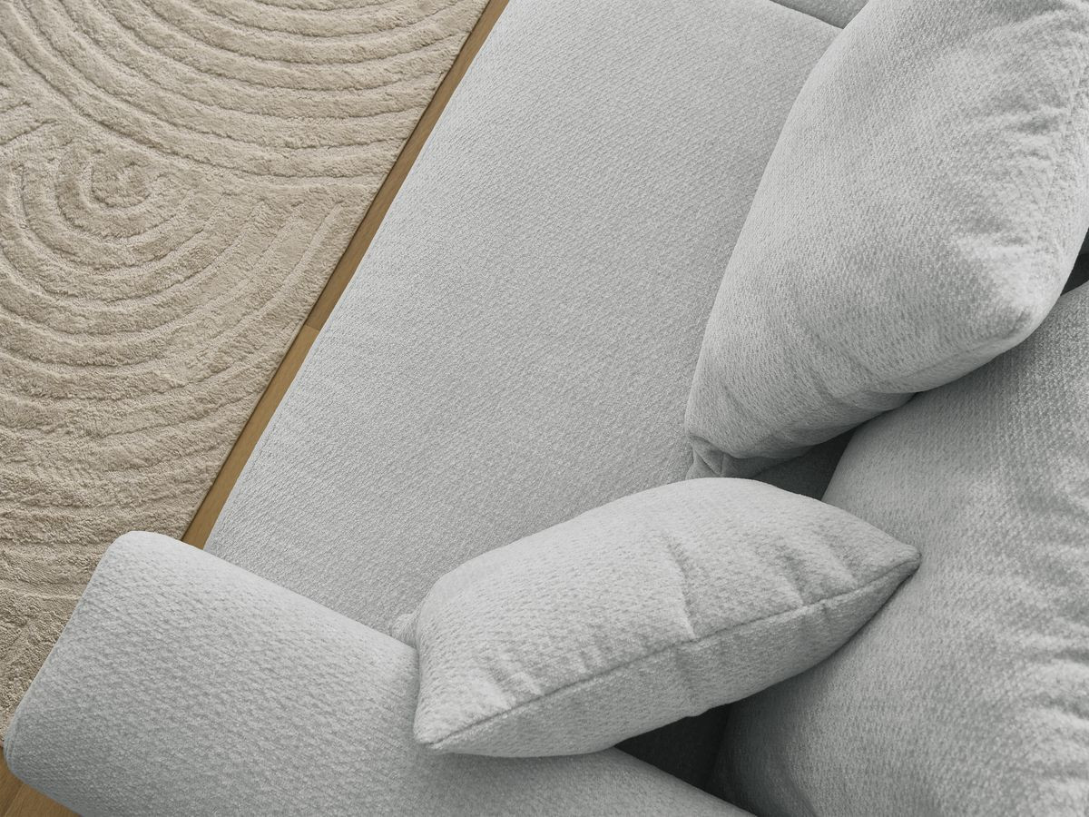 Canapé droit fixe 3 places SIDONIE tissu chiné avec pouf