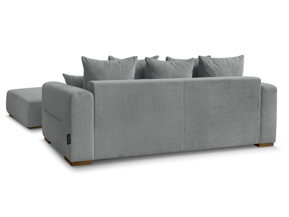 Canapé droit fixe 3 places SIDONIE tissu chiné avec pouf