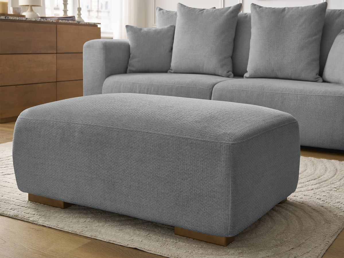 Canapé droit fixe 3 places SIDONIE tissu chiné avec pouf