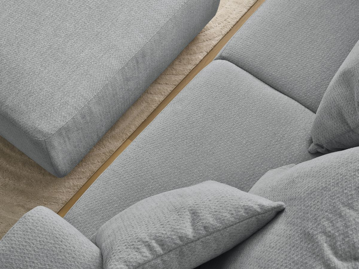 Canapé droit fixe 3 places SIDONIE tissu chiné avec pouf