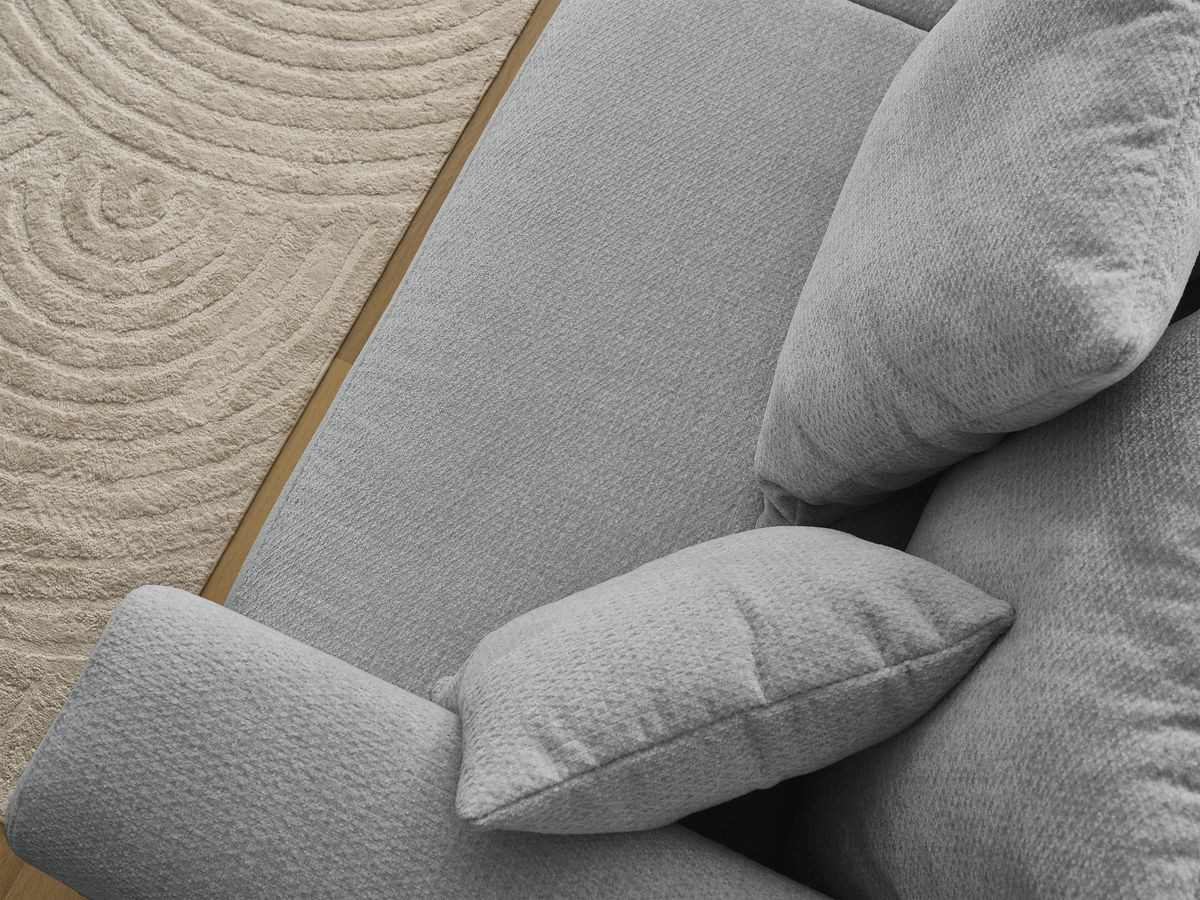 Canapé droit fixe 3 places SIDONIE tissu chiné avec pouf