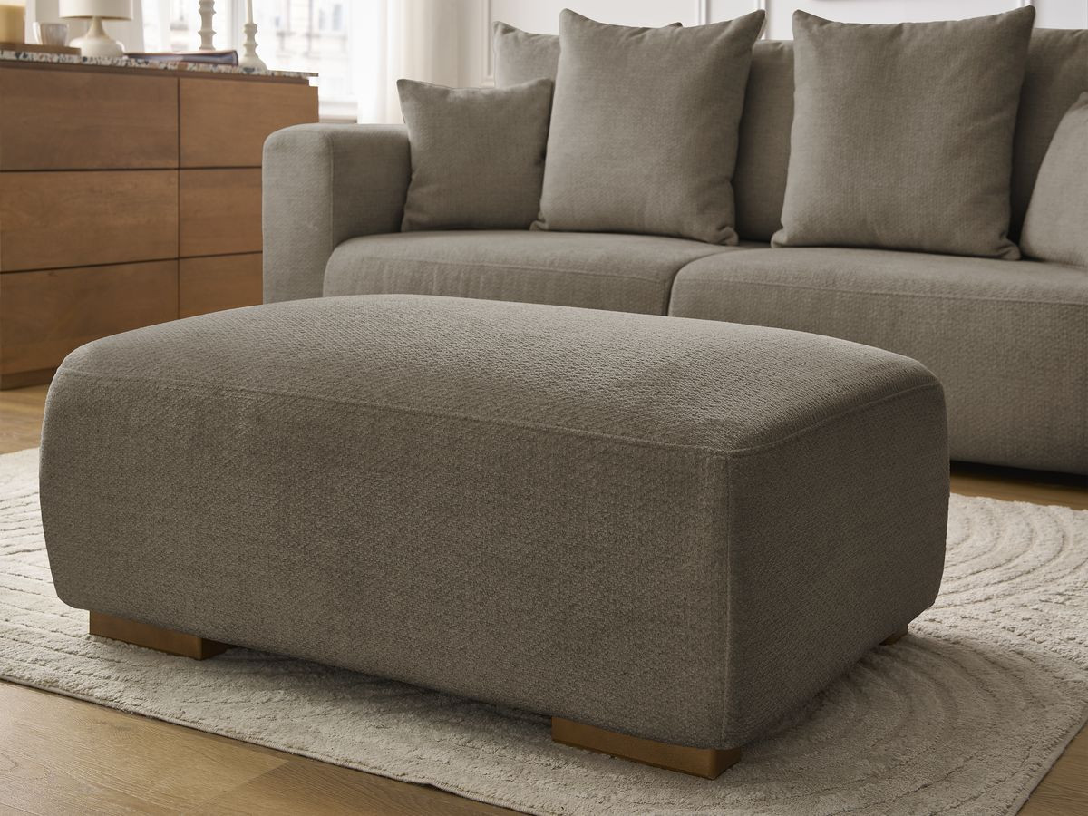 Canapé droit fixe 3 places SIDONIE tissu chiné avec pouf