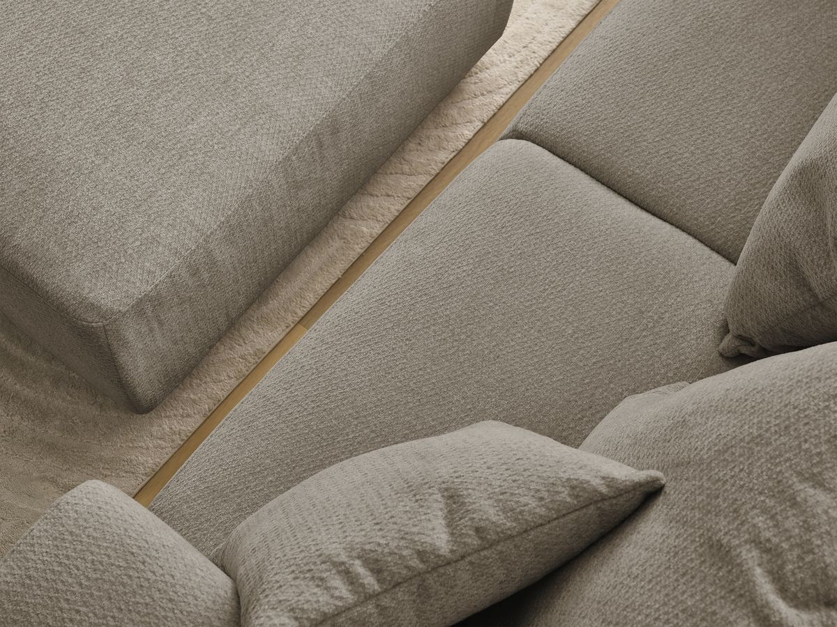 Canapé droit fixe 3 places SIDONIE tissu chiné avec pouf