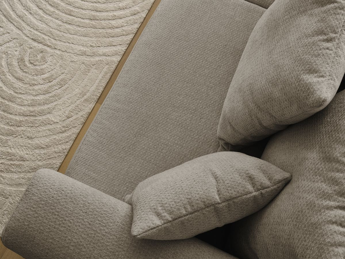 Canapé droit fixe 3 places SIDONIE tissu chiné avec pouf