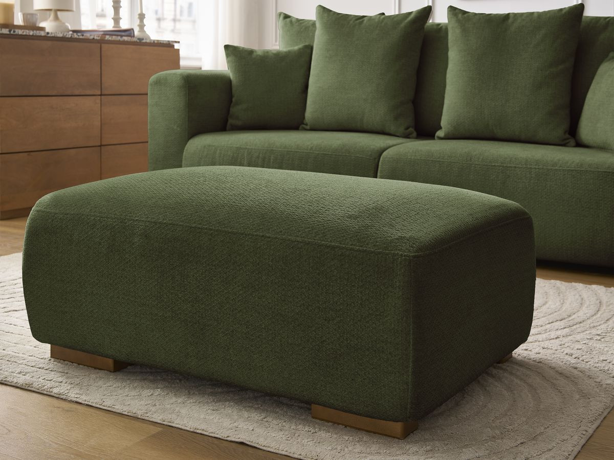 Canapé droit fixe 3 places SIDONIE tissu chiné avec pouf