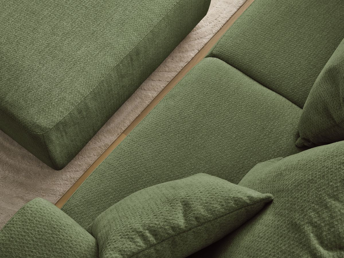 Canapé droit fixe 3 places SIDONIE tissu chiné avec pouf