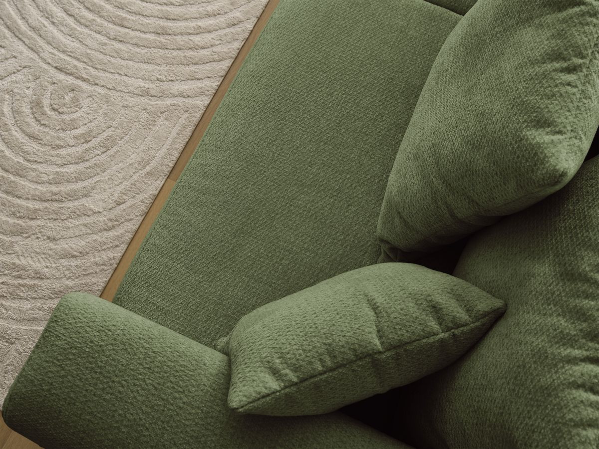 Canapé droit fixe 3 places SIDONIE tissu chiné avec pouf