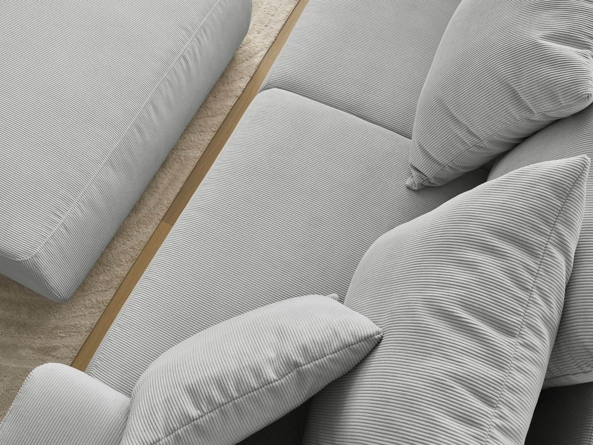 Canapé d'angle fixe EVEREST tissu chiné - Orange - Angle droit - 10 coussins