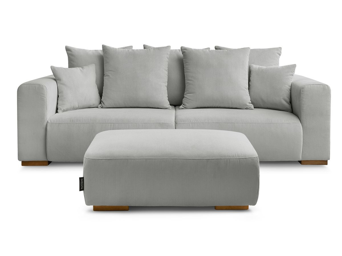 Canapé d'angle fixe EVEREST tissu chiné - Orange - Angle droit - 10 coussins
