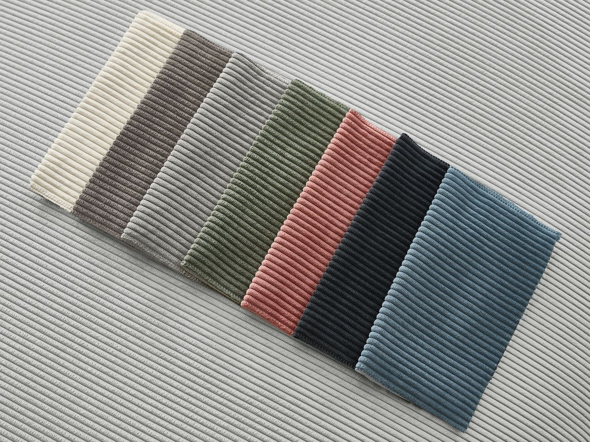 Canapé d'angle fixe EVEREST tissu chiné - Orange - Angle droit - 10 coussins