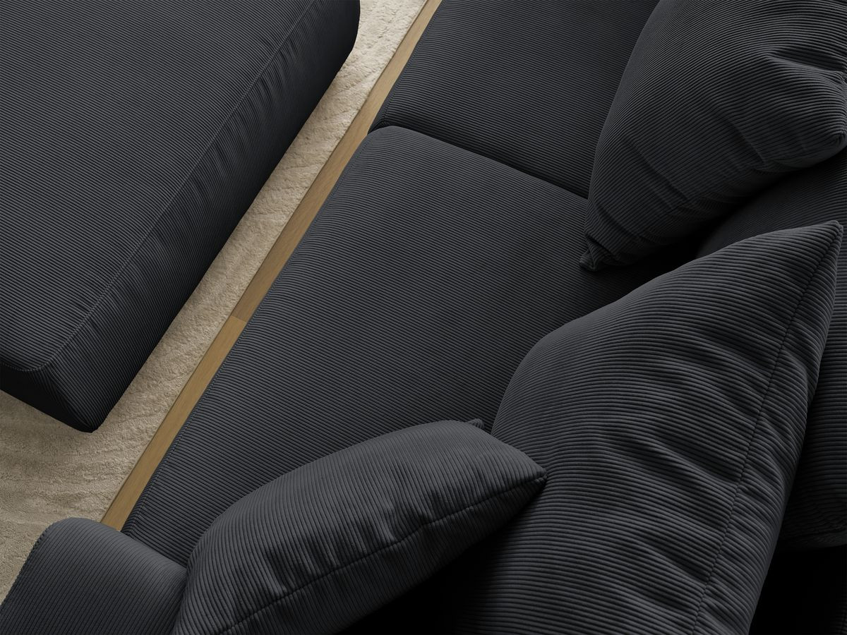 Canapé d'angle fixe EVEREST tissu chiné - Orange - Angle droit - 10 coussins