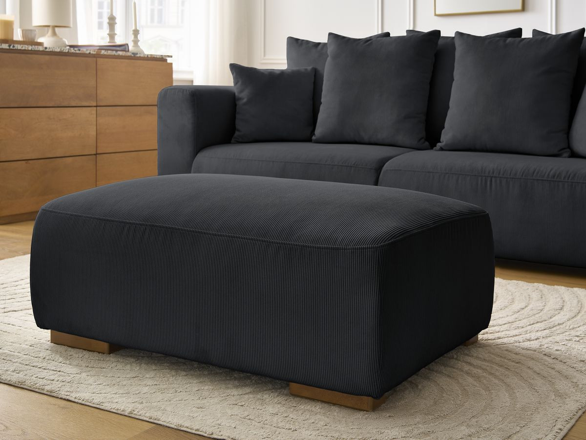Canapé d'angle fixe EVEREST tissu chiné - Orange - Angle droit - 10 coussins