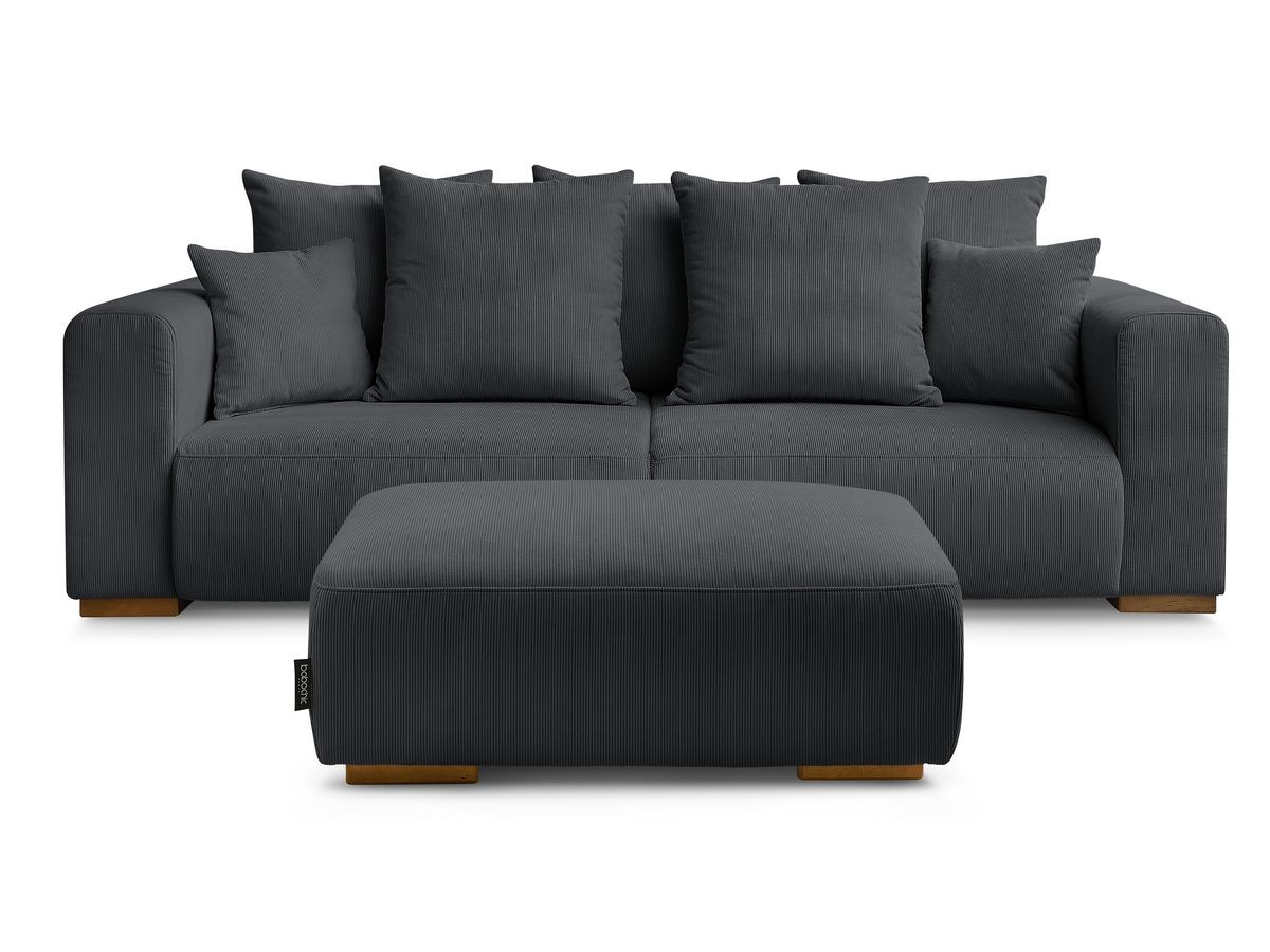 Canapé d'angle fixe EVEREST tissu chiné - Orange - Angle droit - 10 coussins
