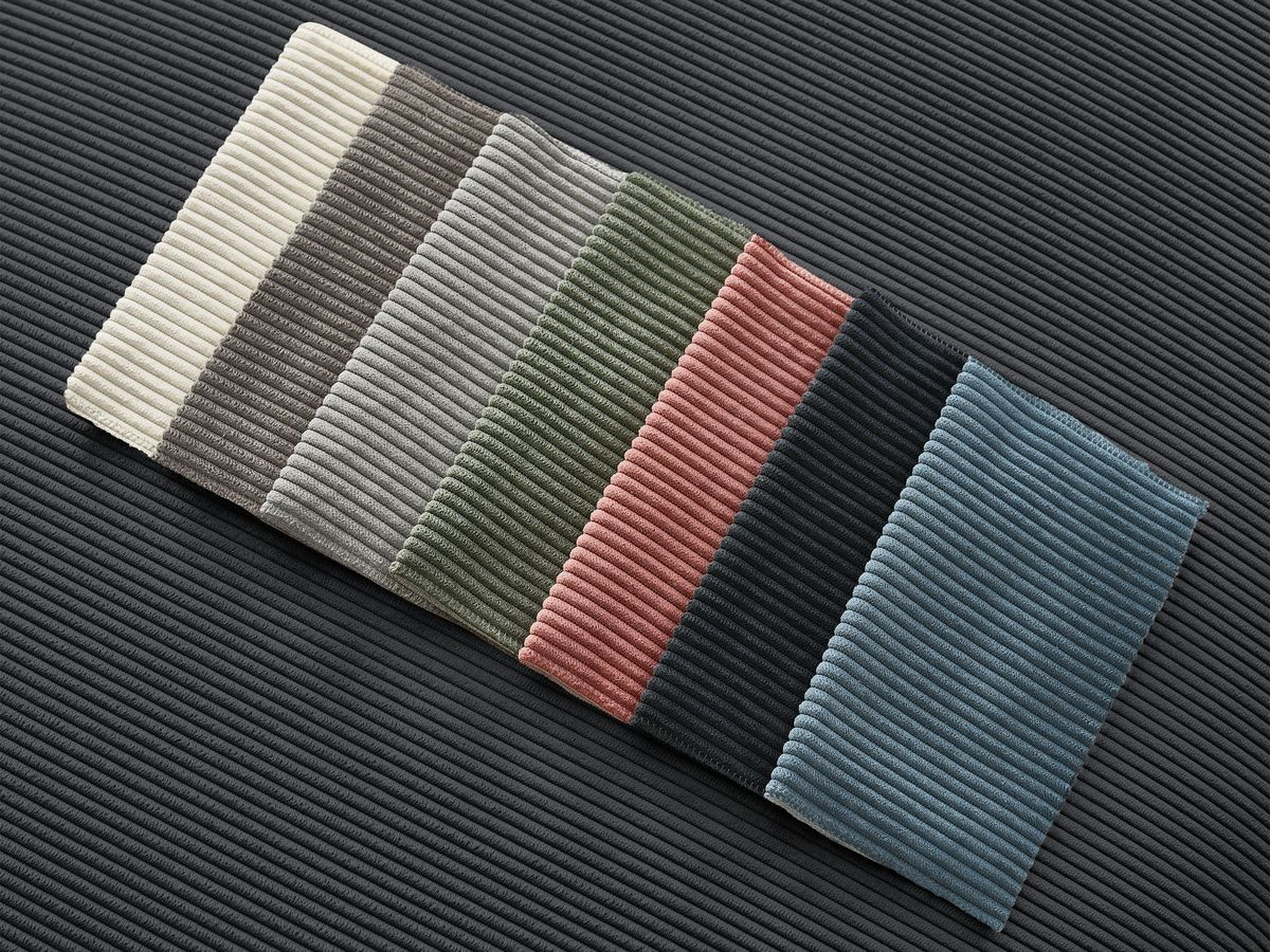 Canapé d'angle fixe EVEREST tissu chiné - Orange - Angle droit - 10 coussins
