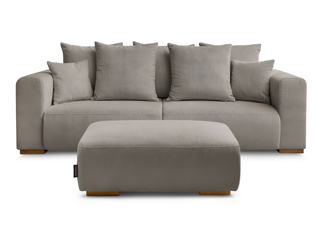 Canapé d'angle fixe EVEREST tissu chiné - Orange - Angle droit - 10 coussins