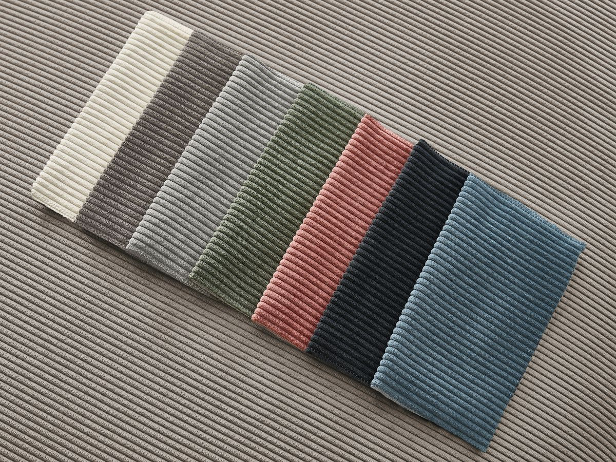 Canapé d'angle fixe EVEREST tissu chiné - Orange - Angle droit - 10 coussins