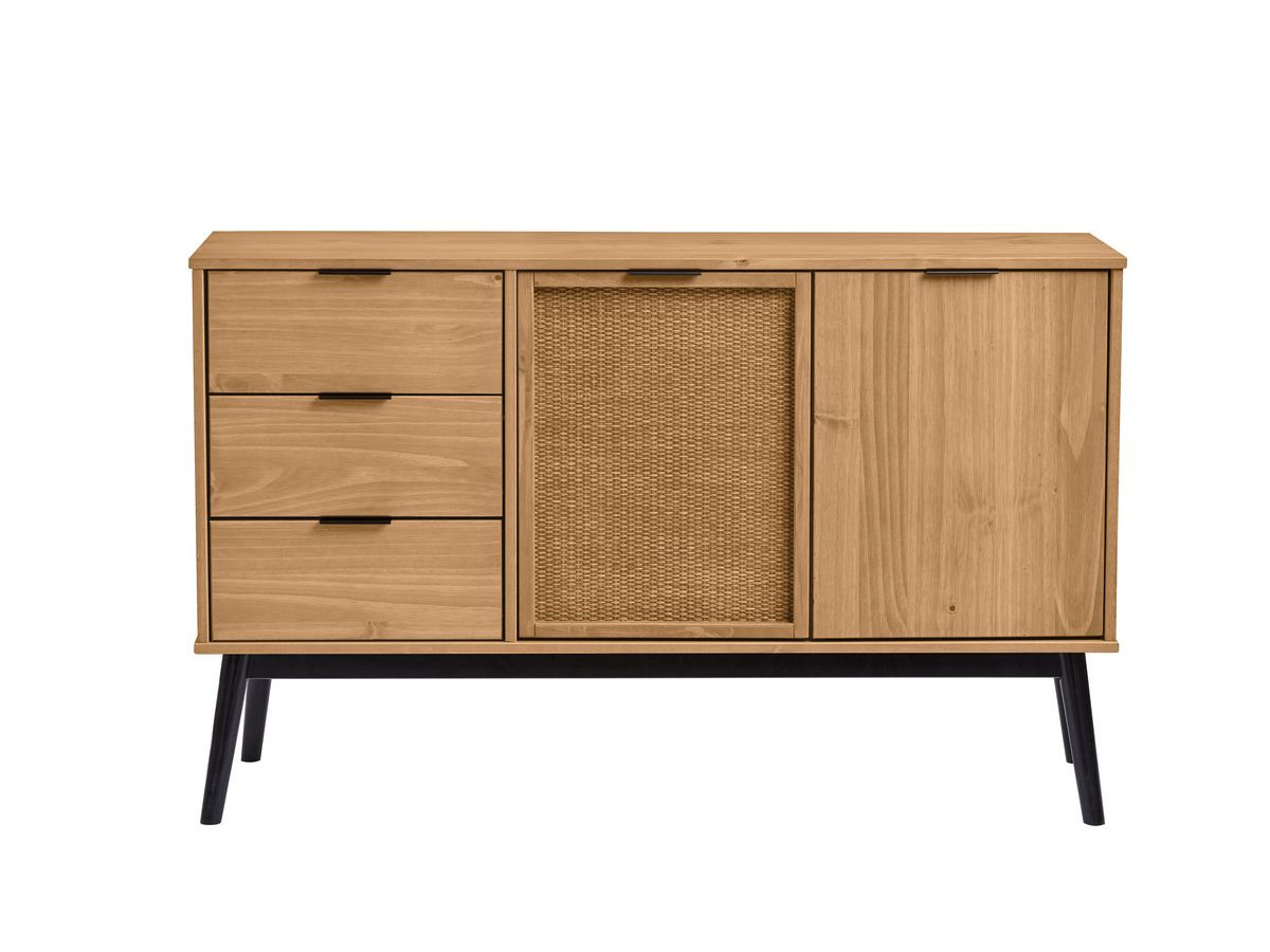 ALBI 130 cm dressoir van massief hout en rotan