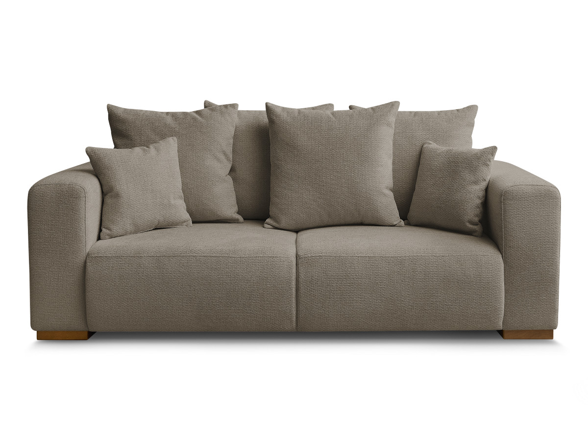 Canapé d'angle fixe EVEREST tissu chiné - Orange - Angle droit - 10 coussins