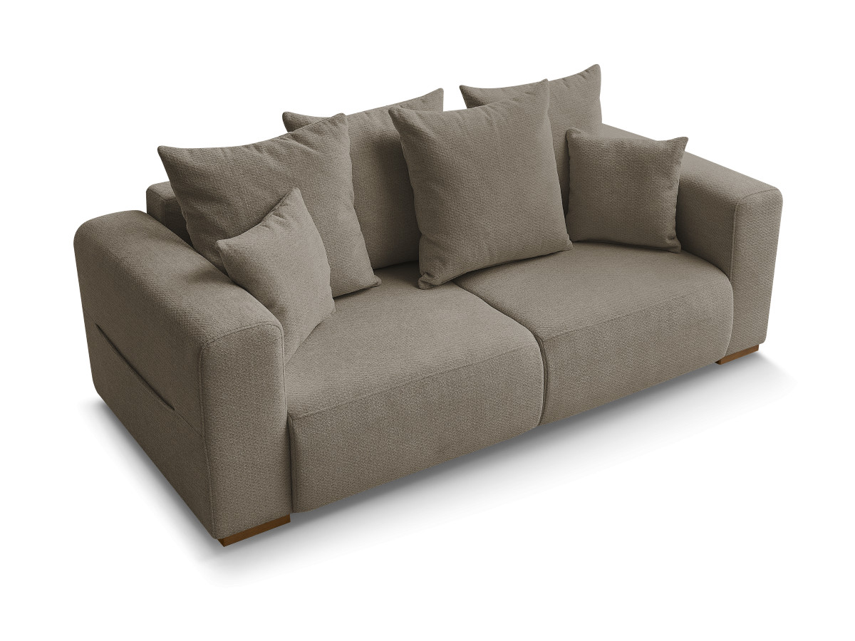 Canapé d'angle fixe EVEREST tissu chiné - Orange - Angle droit - 10 coussins