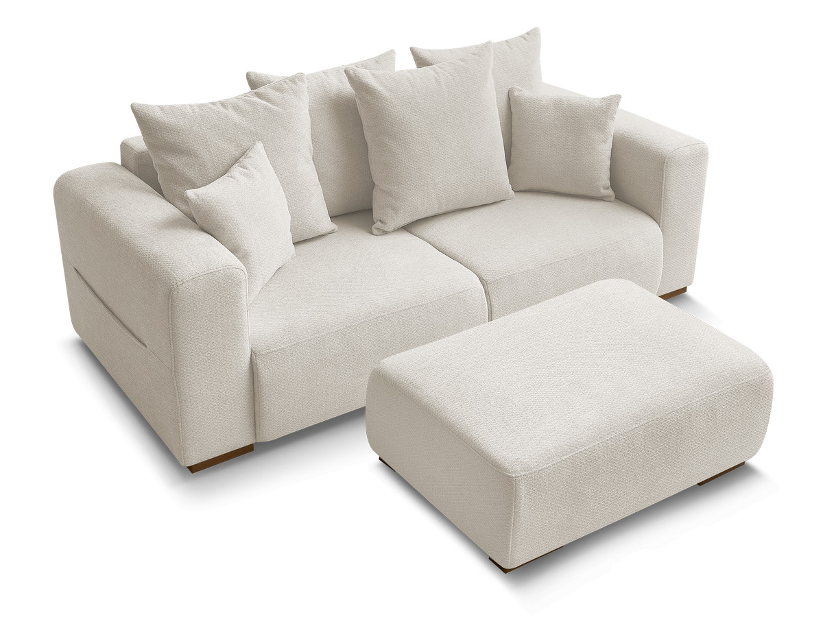 Canapé d'angle fixe EVEREST tissu chiné - Orange - Angle droit - 10 coussins