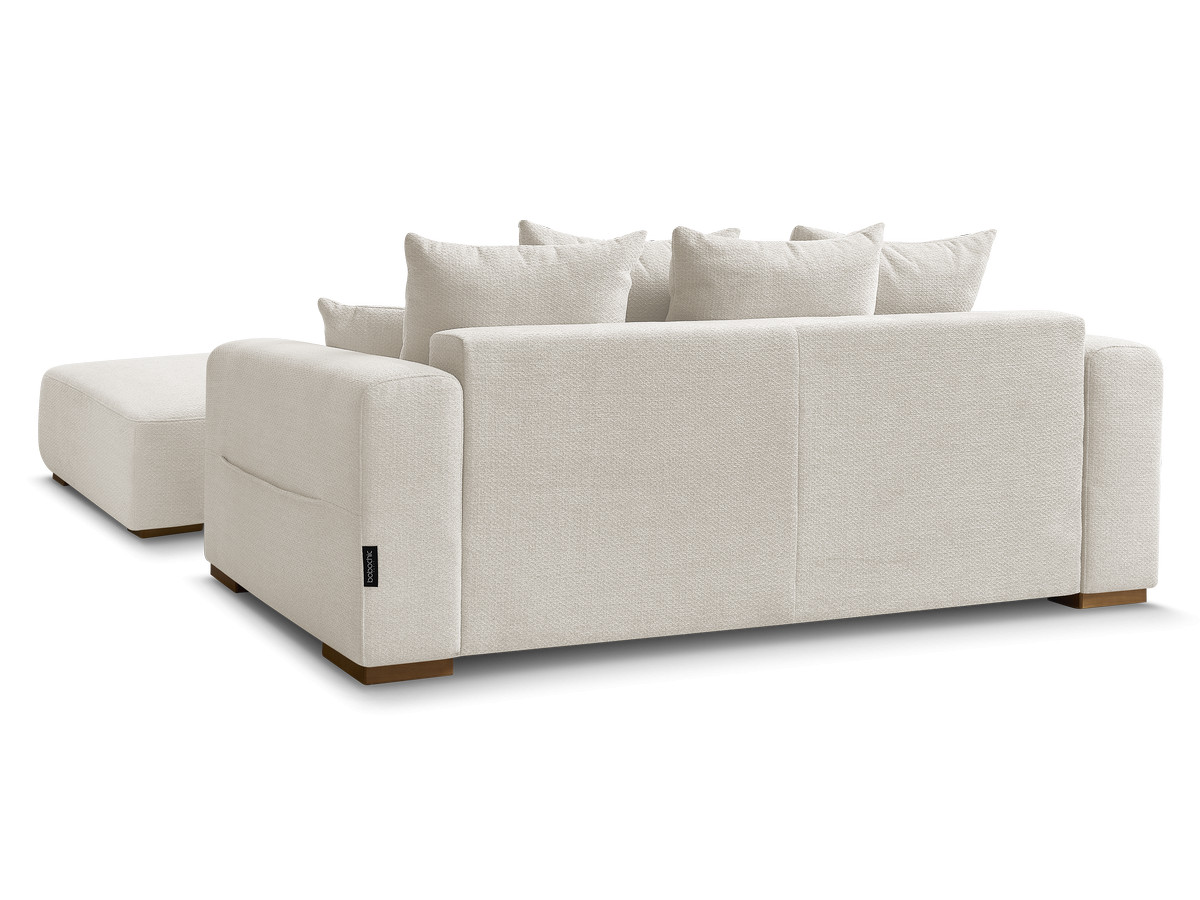 Canapé d'angle fixe EVEREST tissu chiné - Orange - Angle droit - 10 coussins