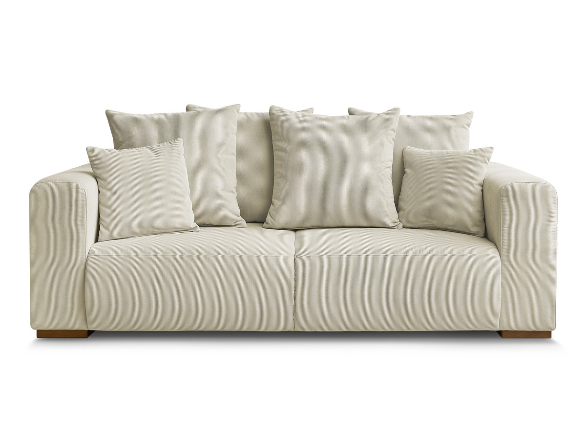 Canapé d'angle fixe EVEREST tissu chiné - Orange - Angle droit - 10 coussins