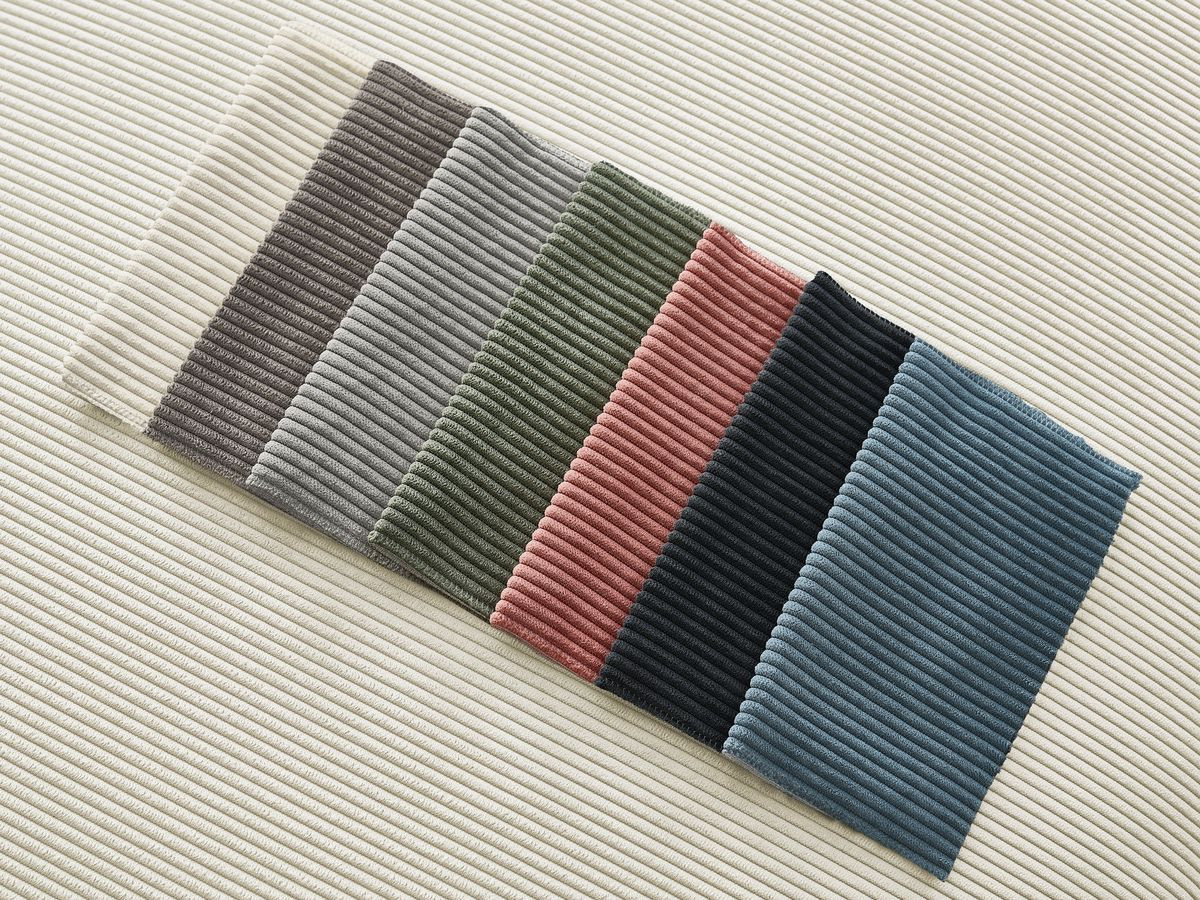 Canapé d'angle fixe EVEREST tissu chiné - Orange - Angle droit - 10 coussins